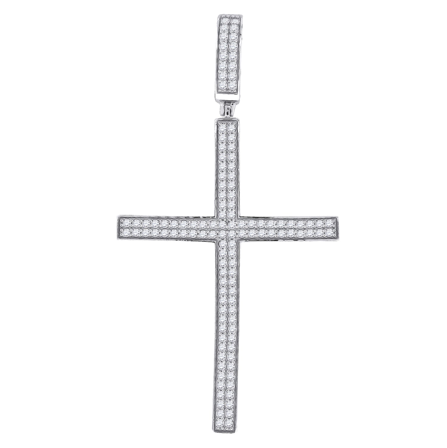 Sterling Silver Unisex Cubic Zirconia Cross Religious Charm Pendant