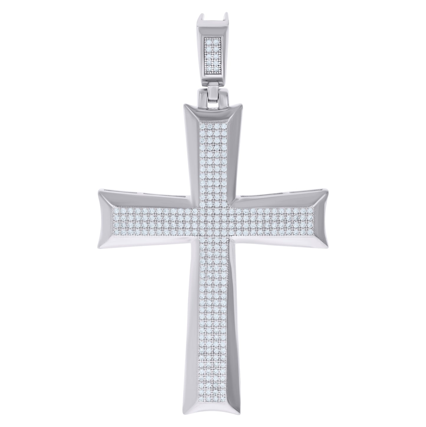 Sterling Silver Unisex Cubic-Zirconia Cross Religious Charm Pendant