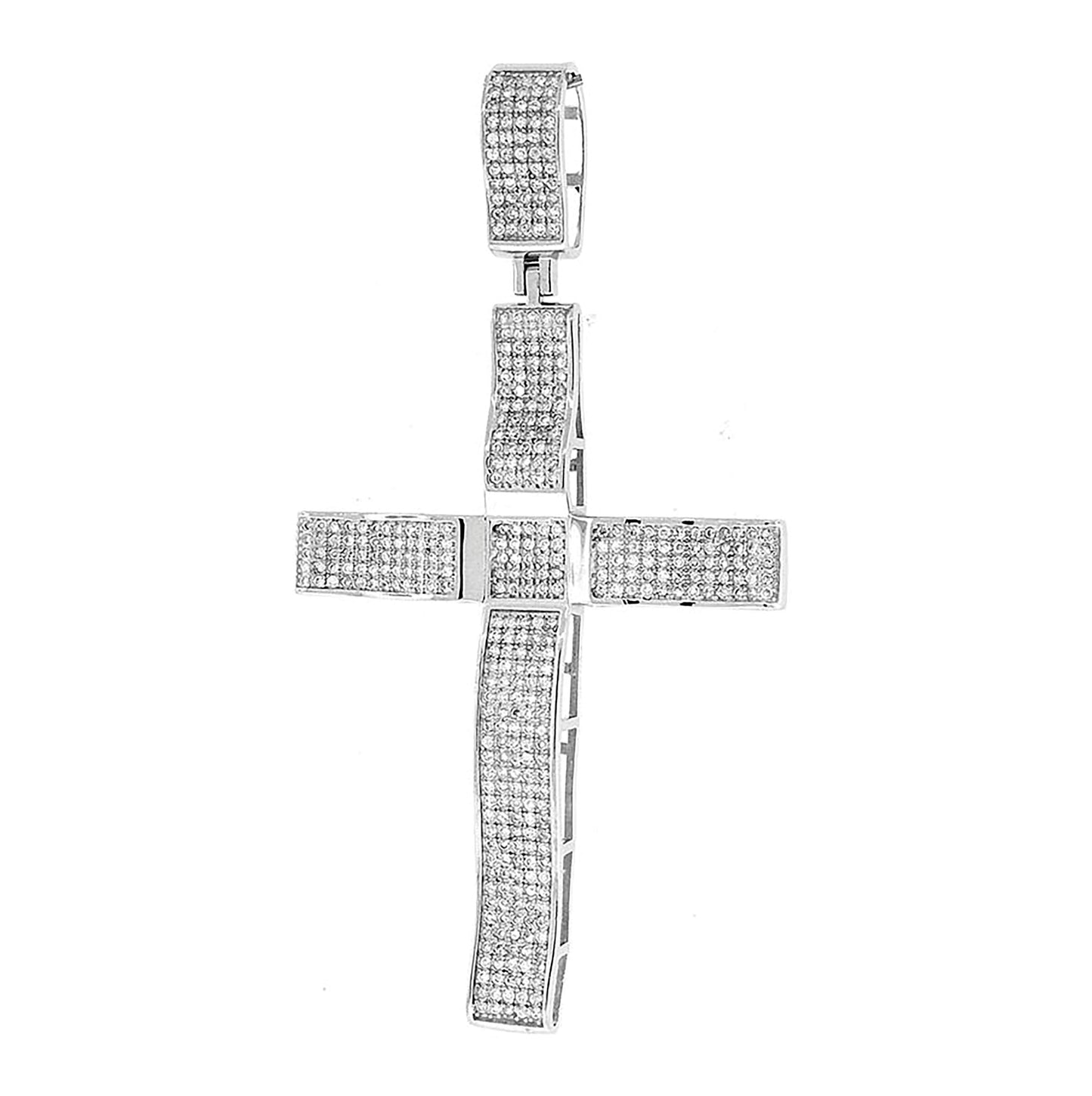 Sterling Silver Unisex Cubic-Zirconia Cross Religious Charm Pendant