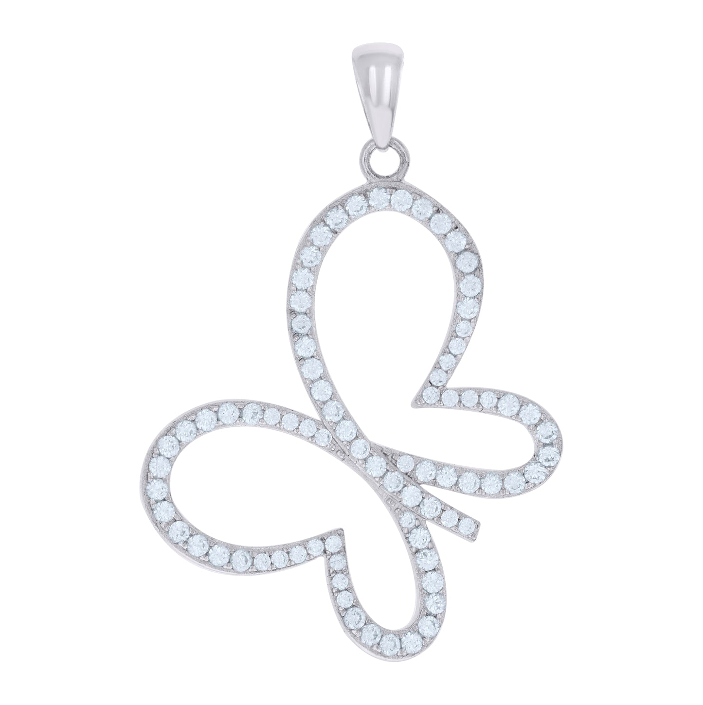 Sterling Silver Women Cubic-Zirconia Butterfly Fashion Charm Pendant