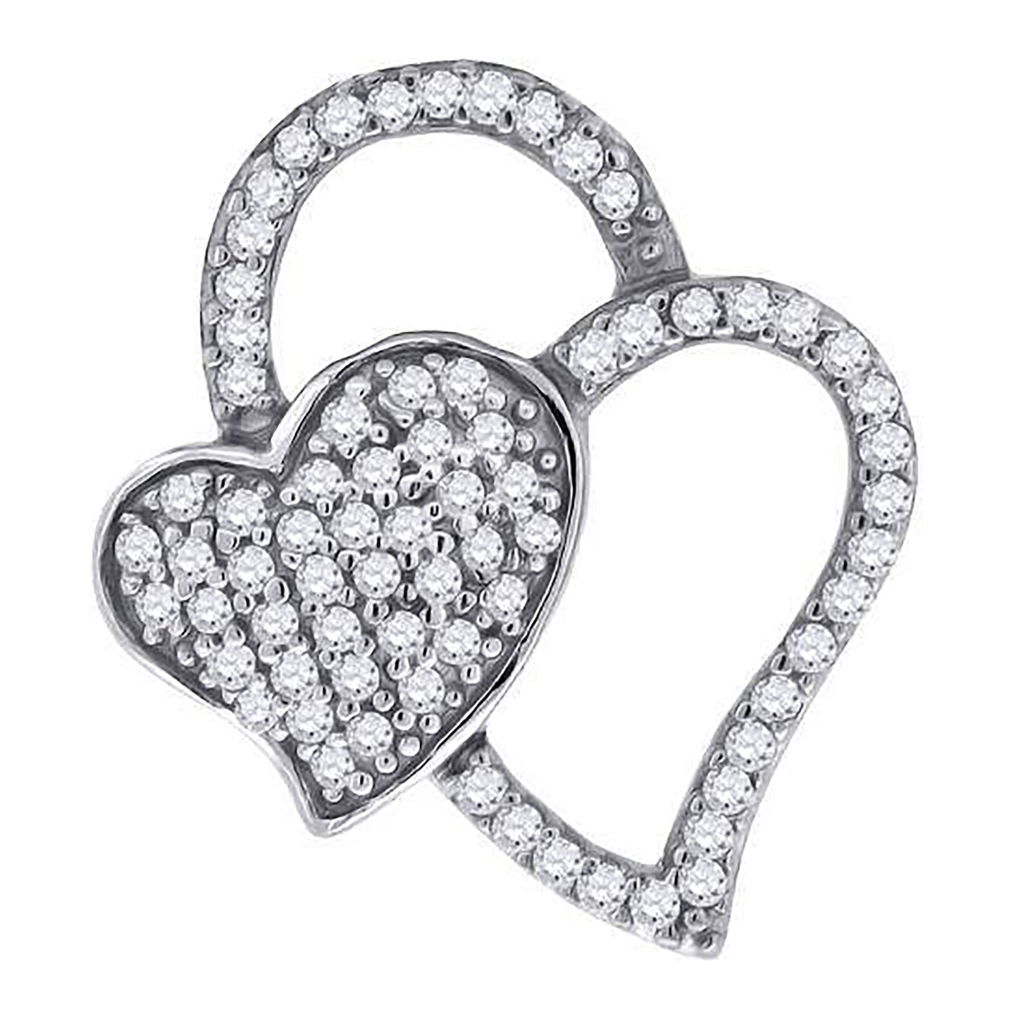 Sterling Silver Womens Cubic Zirconia Heart Charm Pendant