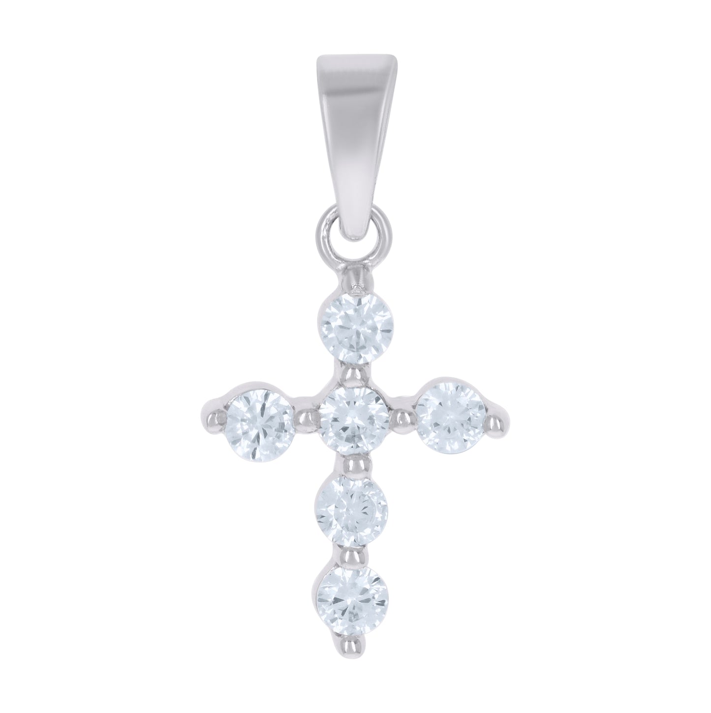 Sterling Silver Unisex Cubic-Zirconia Cross Religious Charm Pendant
