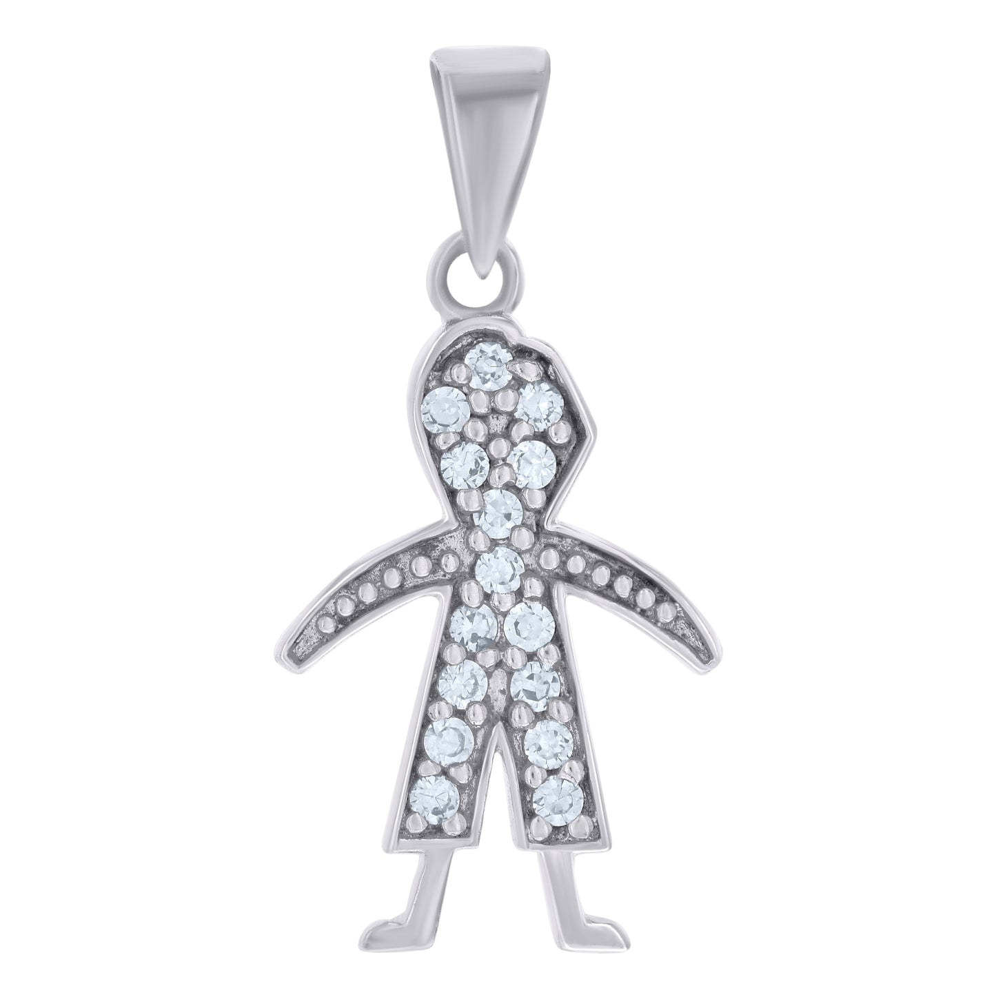 Sterling Silver Mens Cubic-Zirconia Baby Boy Fashion Charm Pendant