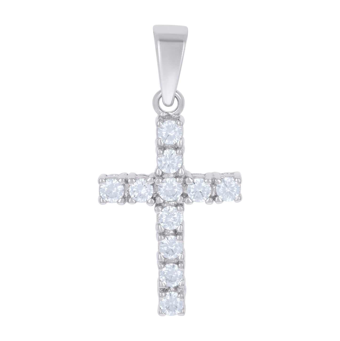Sterling Silver Mens Cubic Zirconia Cross Religious Charm Pendant