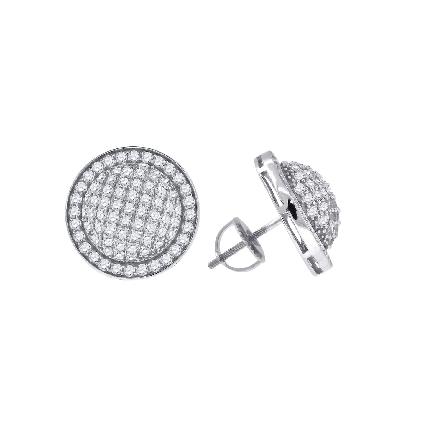 Sterling Silver Womens Cubic Zirconia Round Stud Earrings