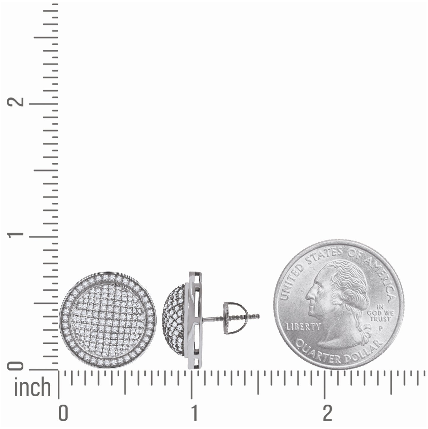 Sterling Silver Womens Cubic Zirconia Round Stud Earrings