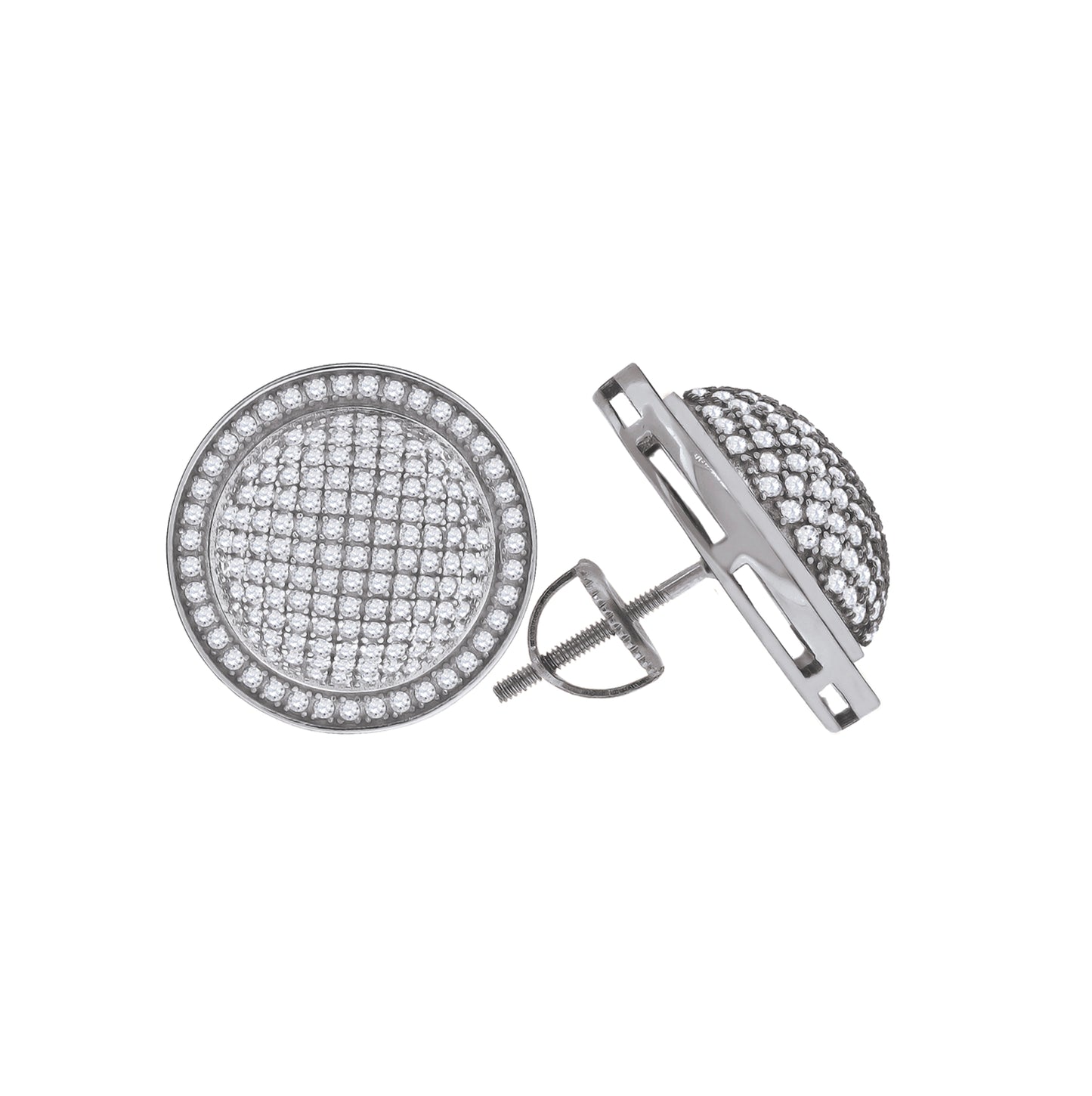 Sterling Silver Womens Cubic Zirconia Round Stud Earrings