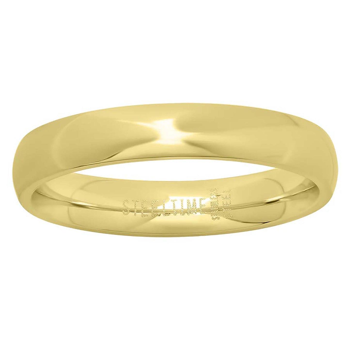 Stainless Steel Or Yellow-Tone Unisex Dome Plain Bridal Anniversary Engagement Wedding Comfort-fit Fashion Band Ring