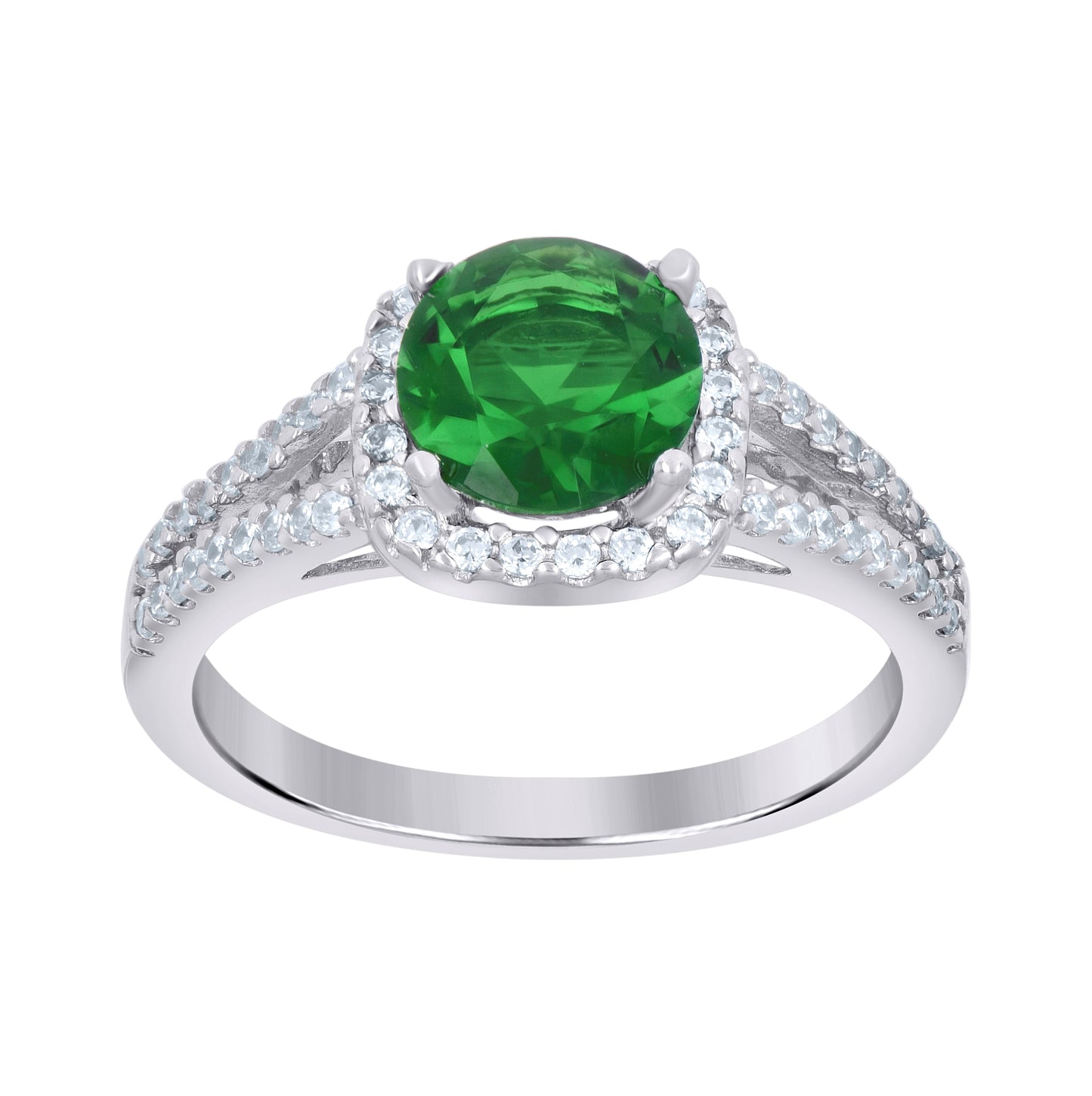 Sterling Silver Womens Cubic Zirconia Sizes 6 To 9 Green Color Center Stone Bridal Anniversary Engagement WeddingBand Ring