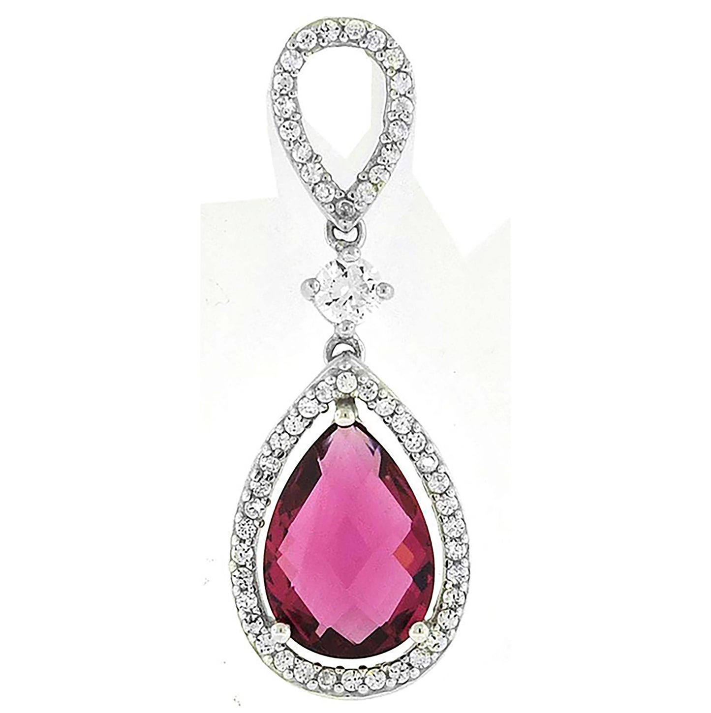 Sterling Silver Womens Cubic Zirconia Teardrop Charm Pendant