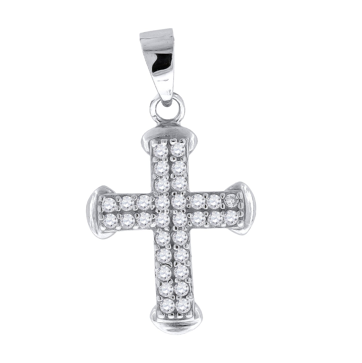 Sterling Silver Unisex Cubic-Zirconia Cross Religious Charm Pendant