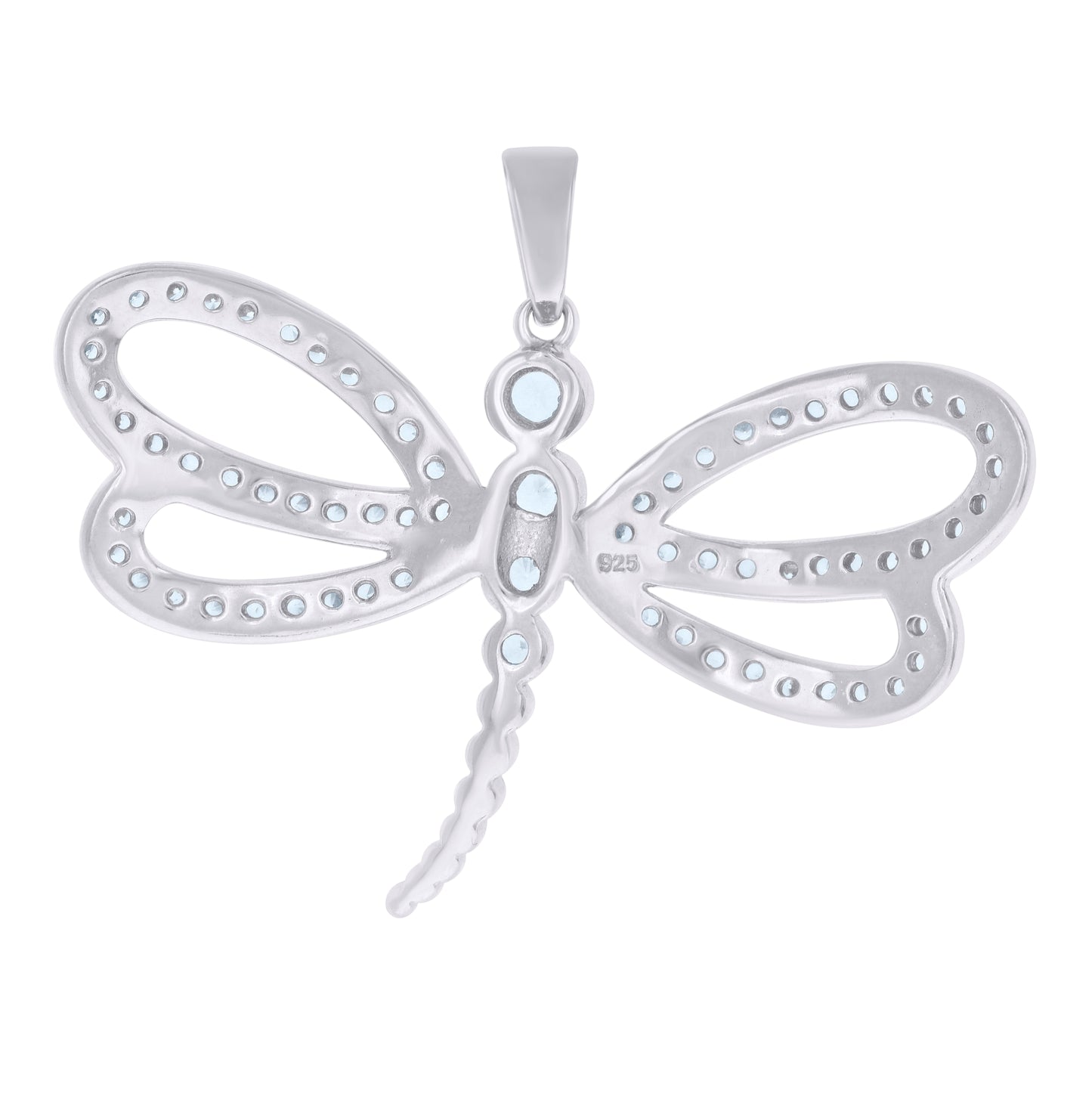 Sterling Silver Womens Cubic-Zirconia Dragonfly Insect Wildlife Fashion Pendant