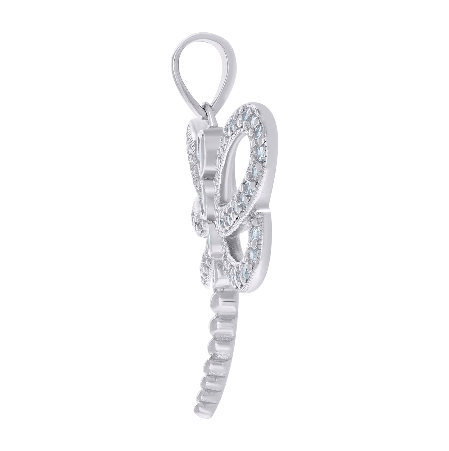 Sterling Silver Womens Cubic-Zirconia Dragonfly Insect Wildlife Fashion Pendant