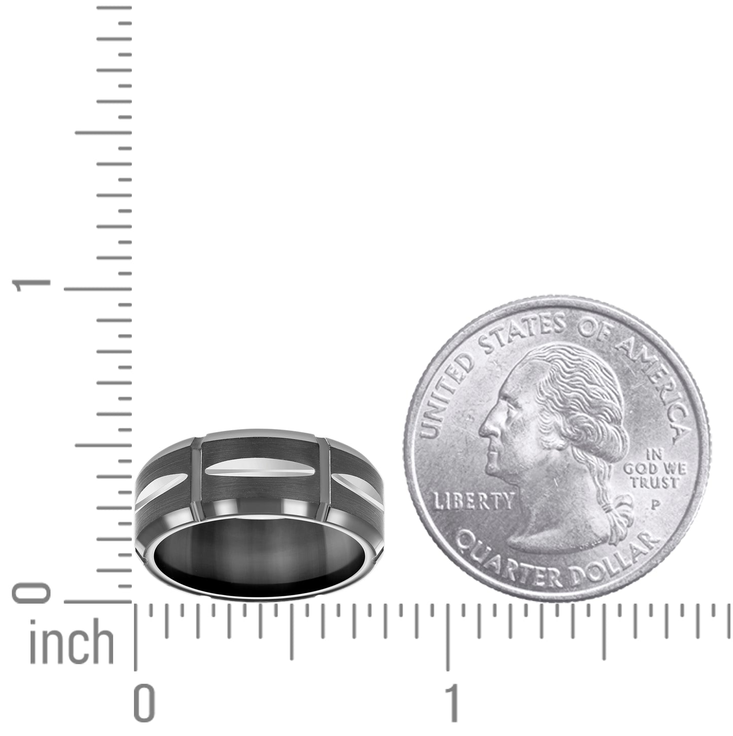 Tungsten Black Diamond-cut Mens Comfort-fit 8mm Sizes 7 - 14 Bridal Anniversary Engagement Wedding Band