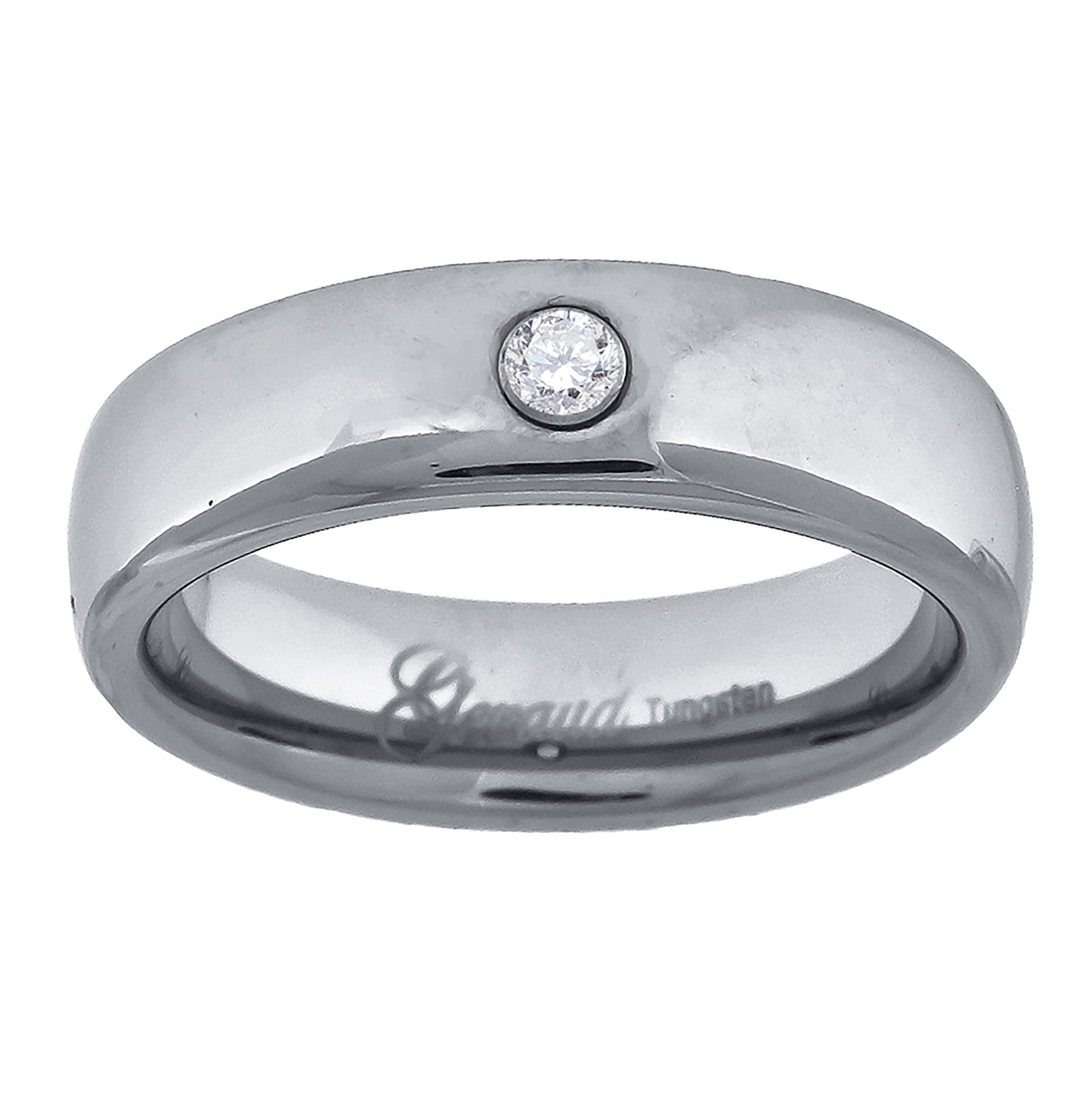 Tungsten Cubic Zirconia Polished Dome Mens Comfort-fit 8mm Sizes 7 - 14 Bridal Anniversary Engagement Wedding Band