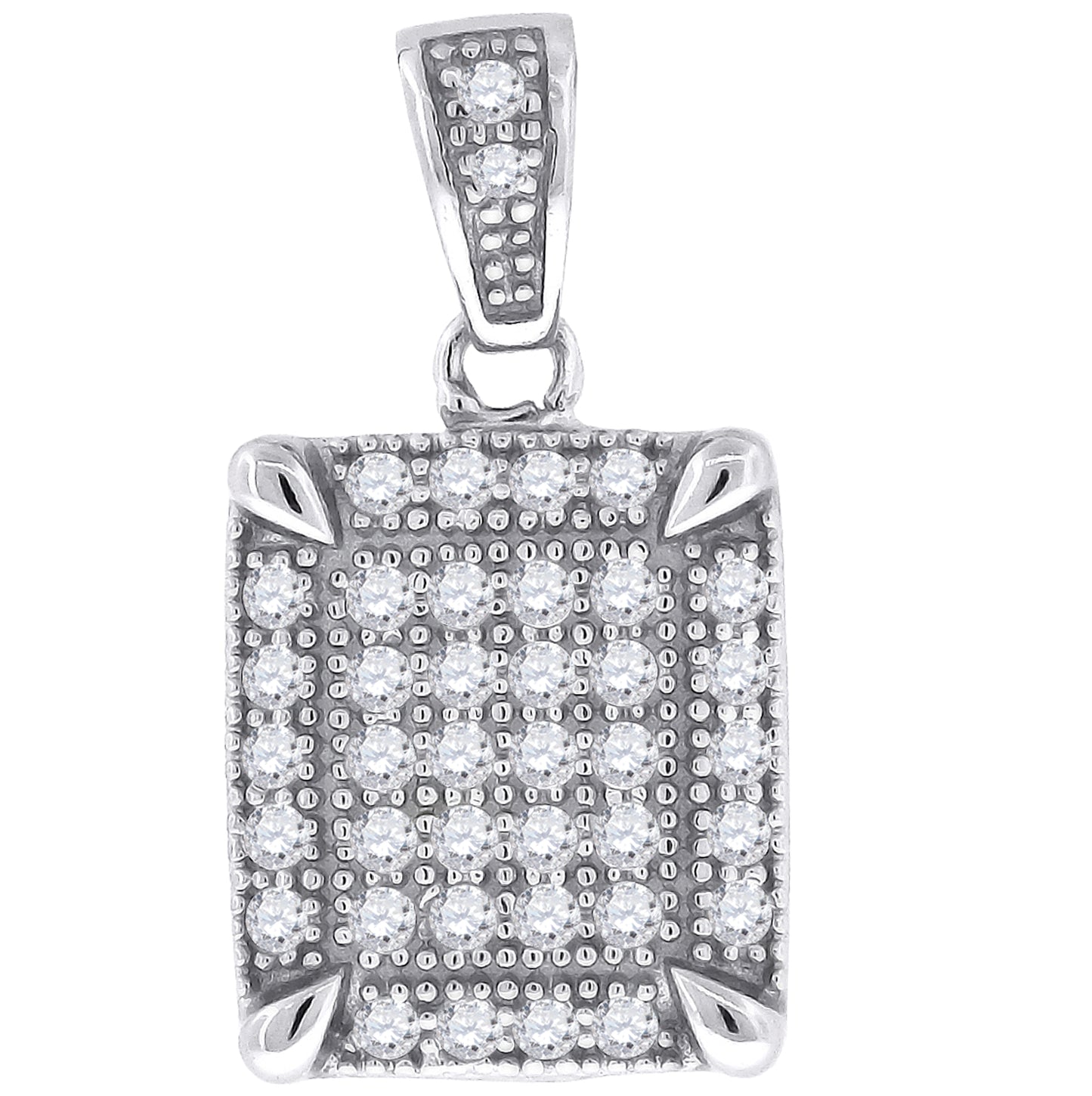 Sterling Silver Mens Cubic Zirconia Square Fashion Charm Pendant
