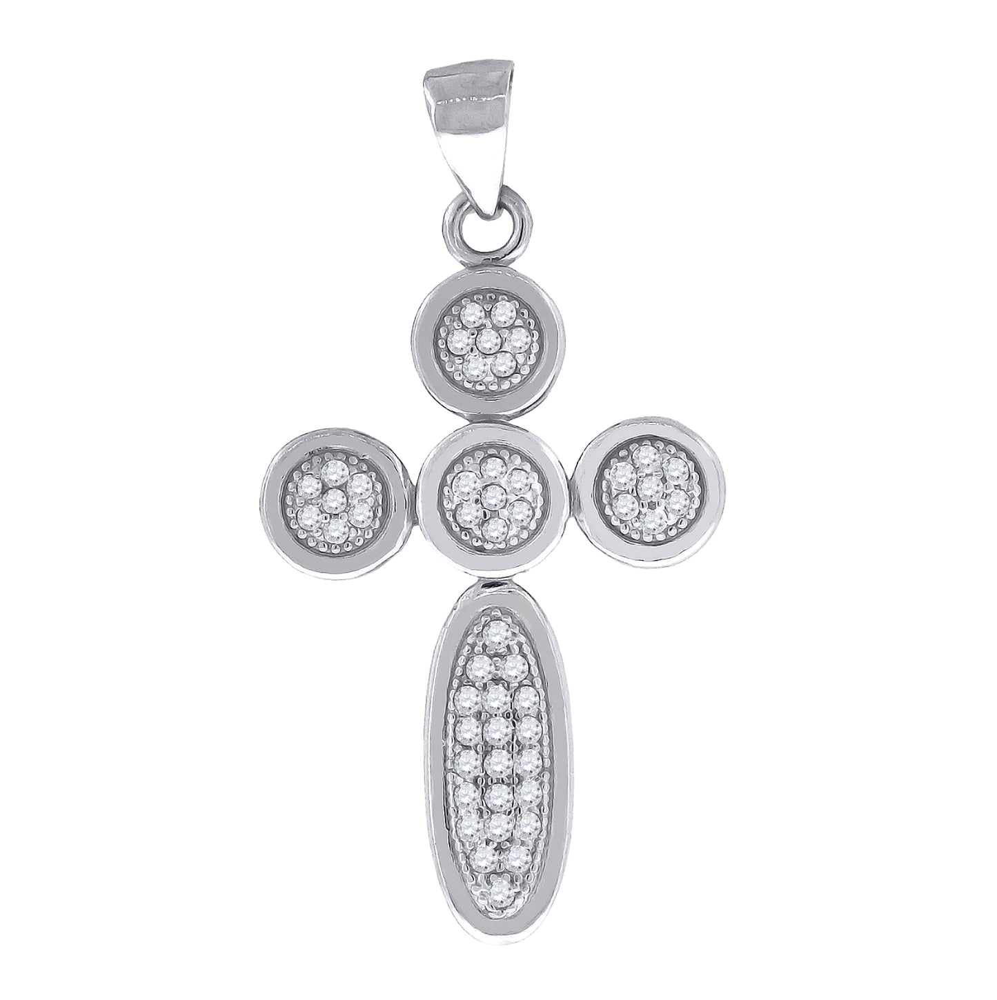 Sterling Silver Unisex Cubic-Zirconia Cross Religious Charm Pendant