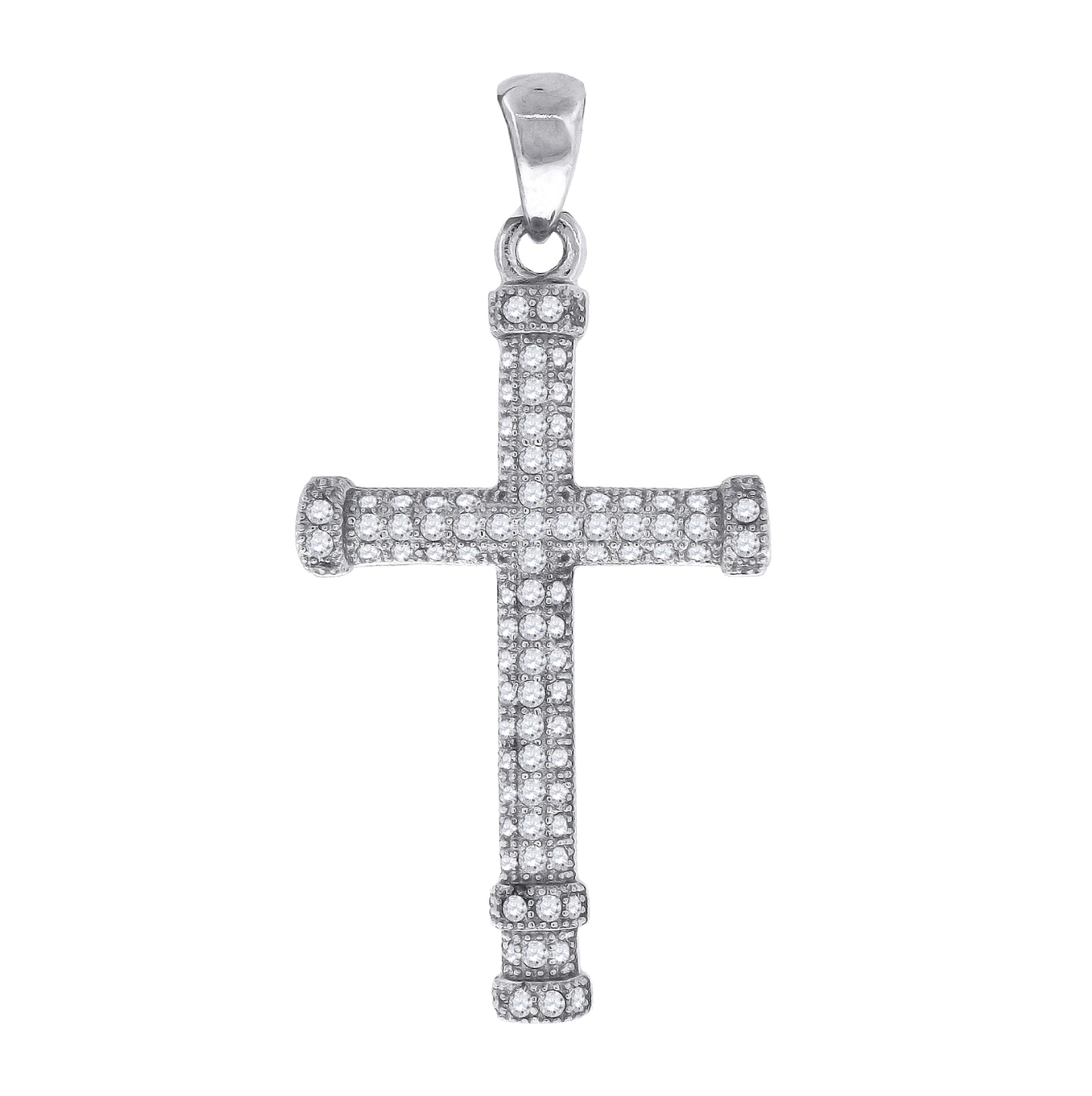 Sterling Silver Unisex Cubic-Zirconia Cross Religious Charm Pendant