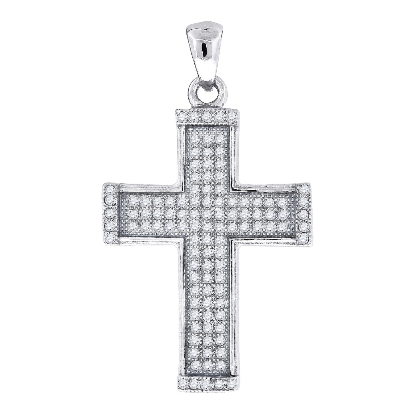 Sterling Silver Unisex Cubic-Zirconia Cross Religious Charm Pendant