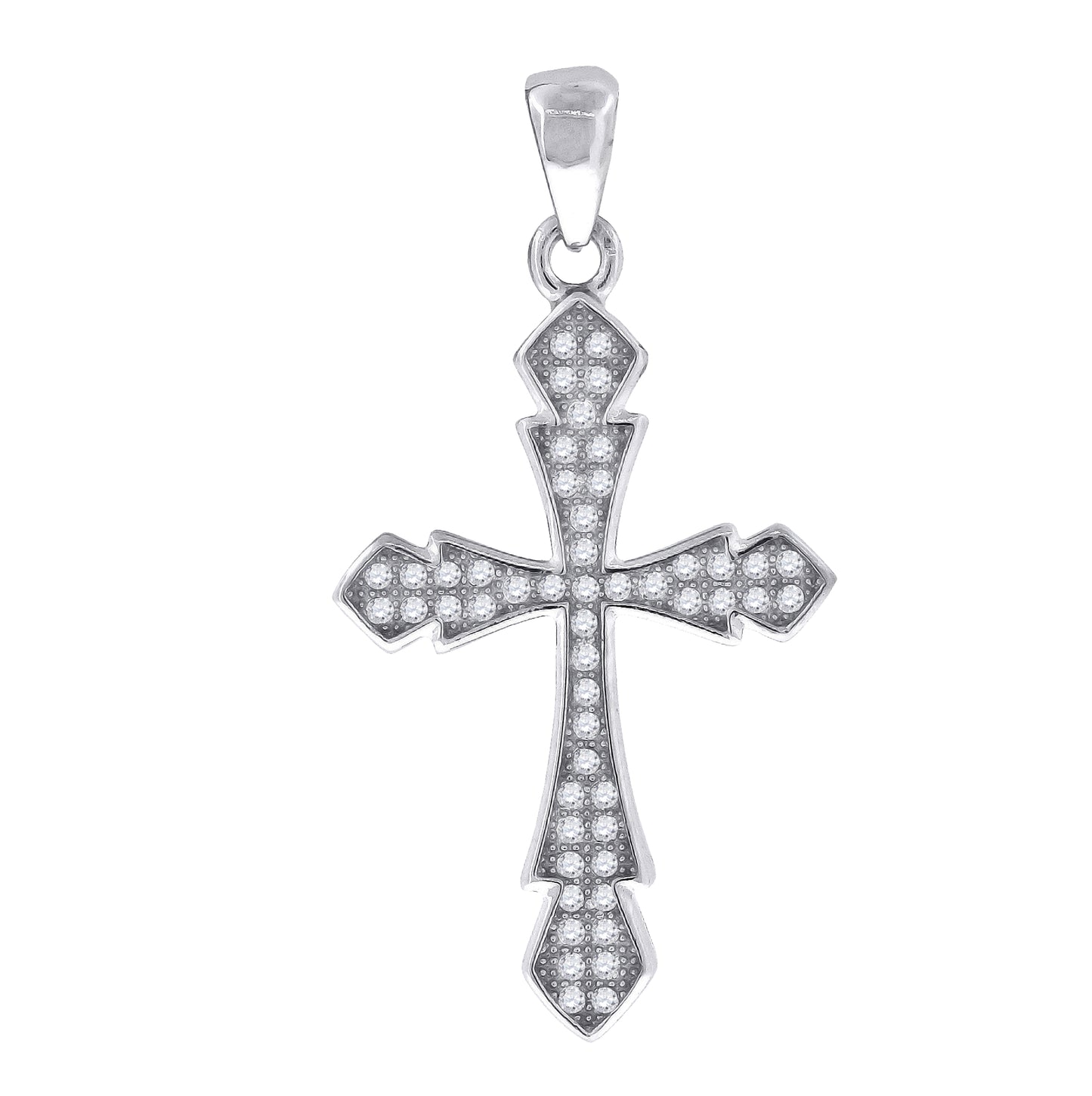 Sterling Silver Unisex Cubic-Zirconia Cross Religious Charm Pendant