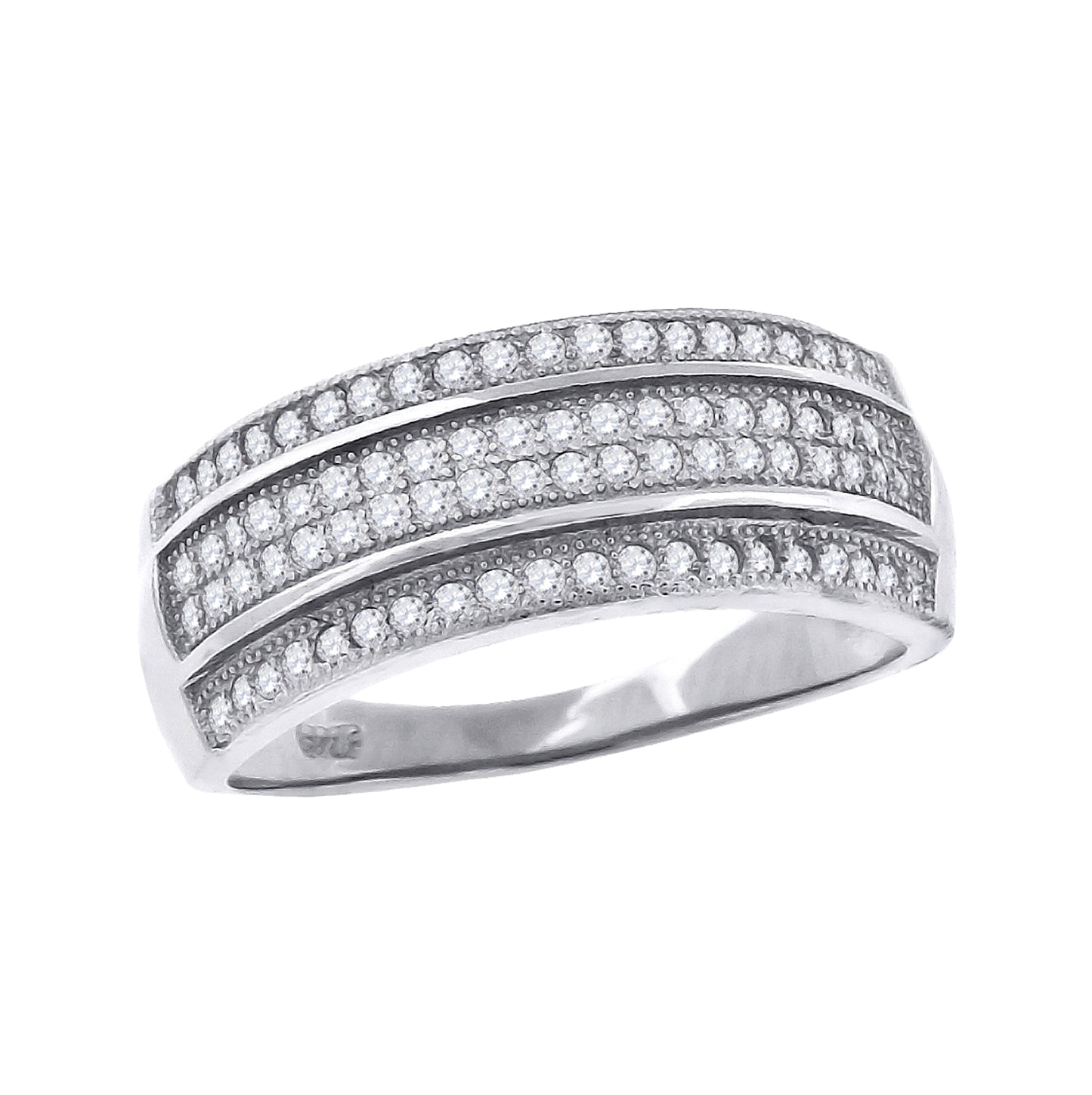 Sterling Silver Womens Cubic Zirconia Cubic Zirconia 4 Row Bridal Anniversary Engagement Wedding Band Ring