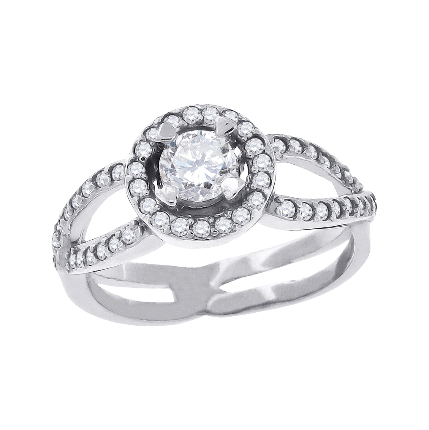 Sterling Silver Womens Cubic Zirconia Halo Bridal Anniversary Engagement Wedding Ring