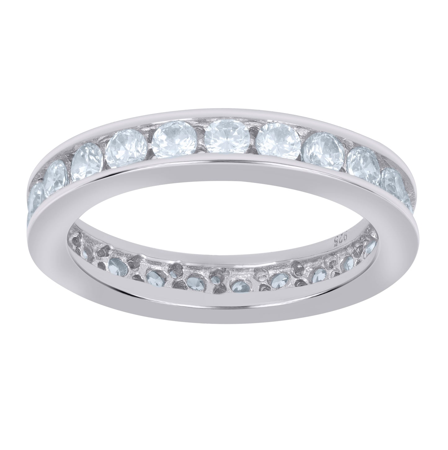 Sterling Silver Womens Cubic Zirconia Sizes 6 To 9 Single Row Bridal Wedding Engagement Anniversary Band Ring