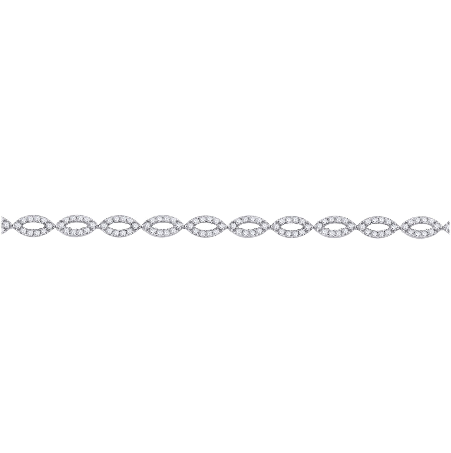 Sterling Silver Womens Micropave Cubic Zirconia Link Bracelet