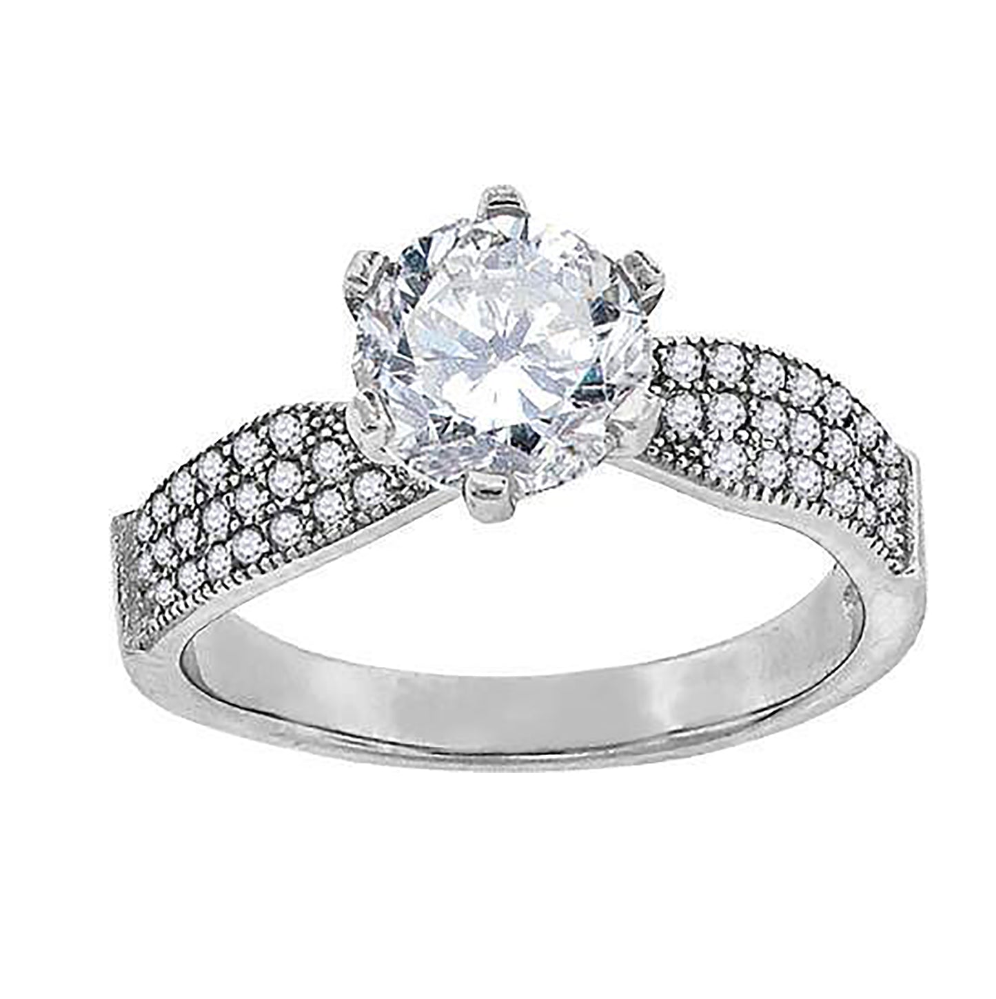 Sterling Silver Cubic Zirconia Cluster Sizes 6 To 11 Womens Bridal Anniversary Engagement Wedding Band Ring