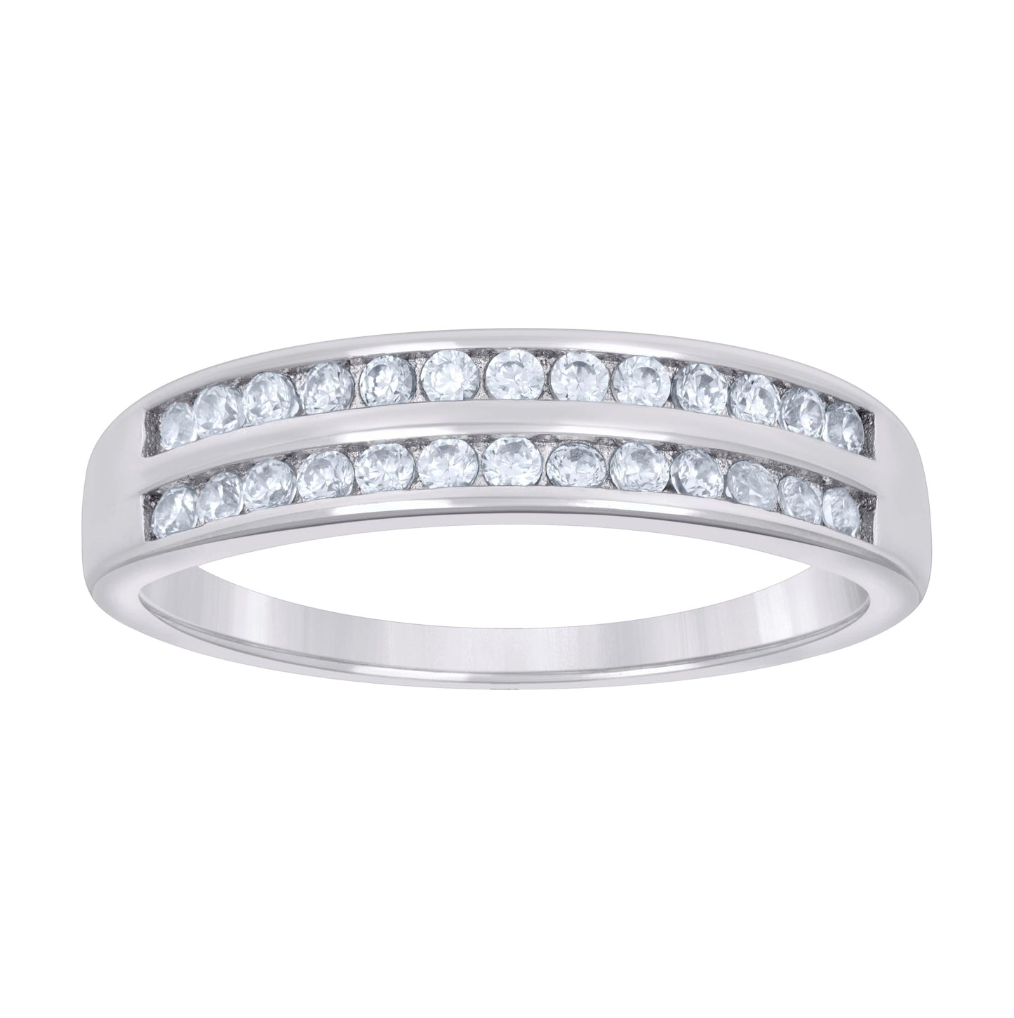 Sterling Silver Women's Cubic-Zirconia Fashion Bridal Anniversary Wedding Engagement Band Ring