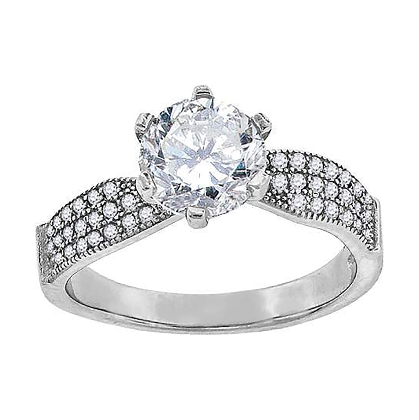 Sterling Silver Cubic Zirconia Cluster Sizes 6 To 11 Womens Bridal Anniversary Engagement Wedding Band Ring