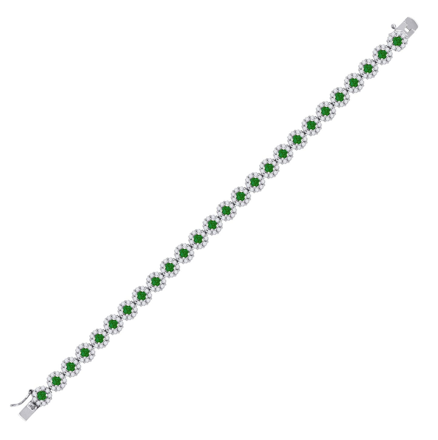 Sterling Silver Womens Cubic Zirconia Fancy Tennis Flower Bracelet Size 8 Inches