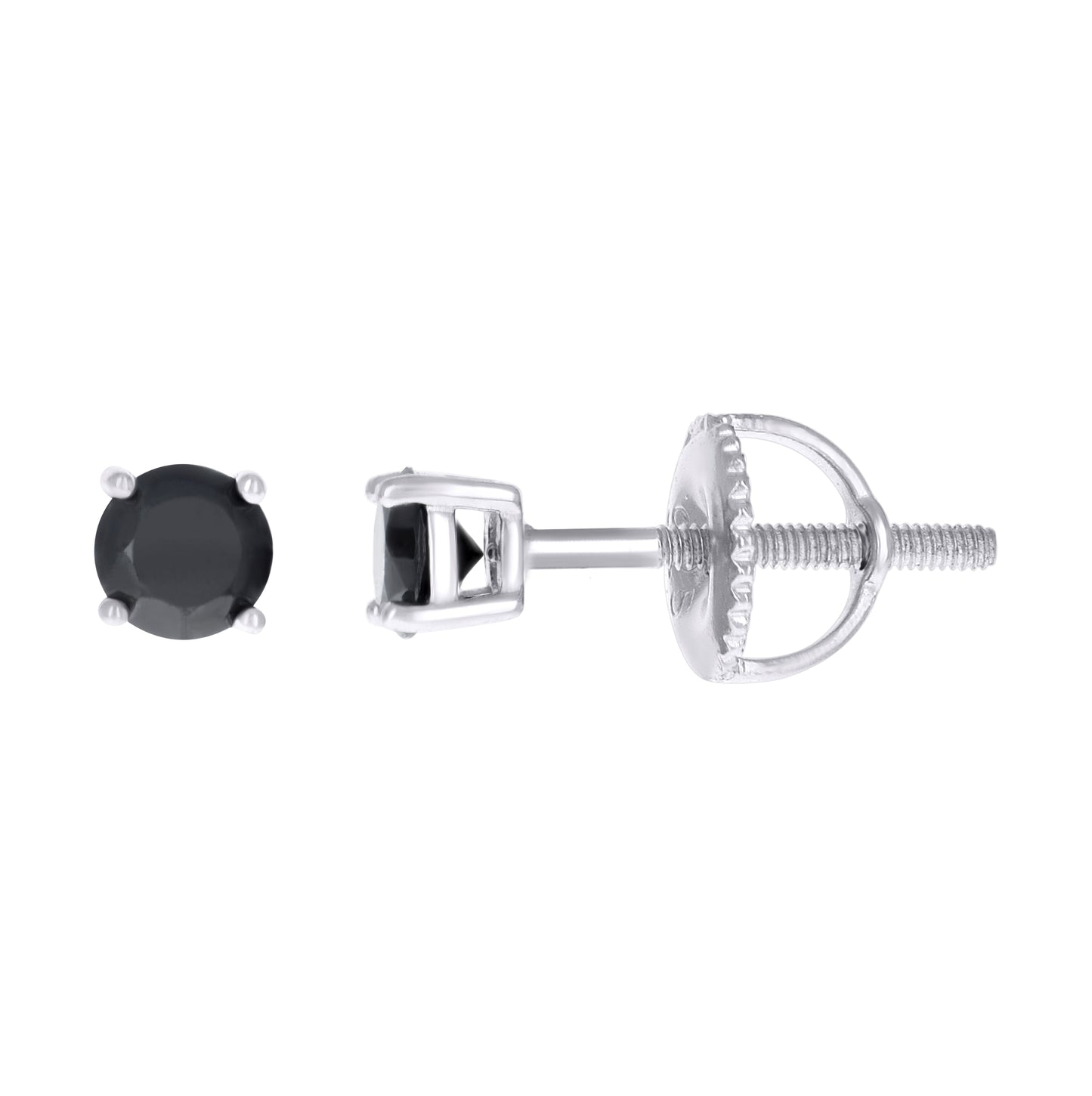 Sterling Silver Womens Black Cubic Zirconia Round Classic Studs Earrings