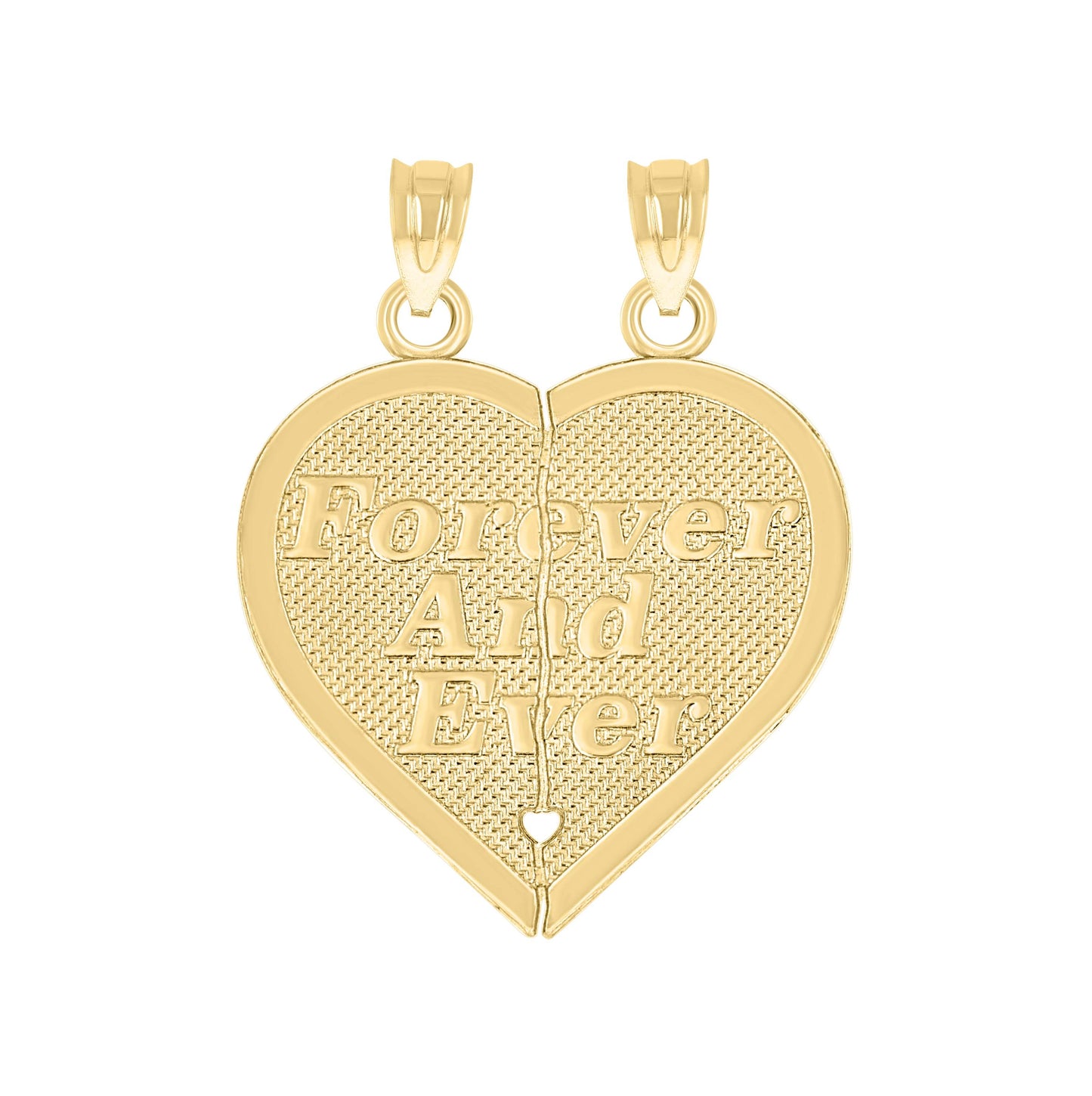 10K Gold Diamond-Cut Unisex Friends Apart But Always Together Broken Heart Pendant
