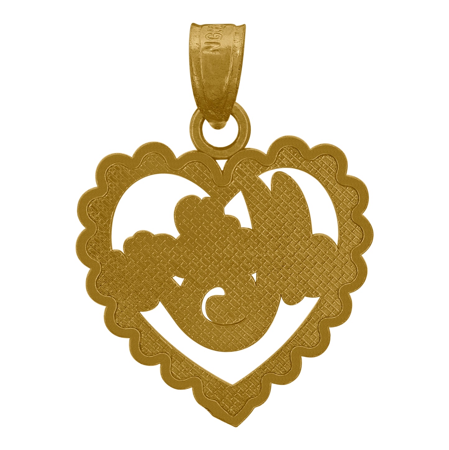 10K Gold Two-Tone Diamond-Cut Womens Mother Heart Charm Pendant