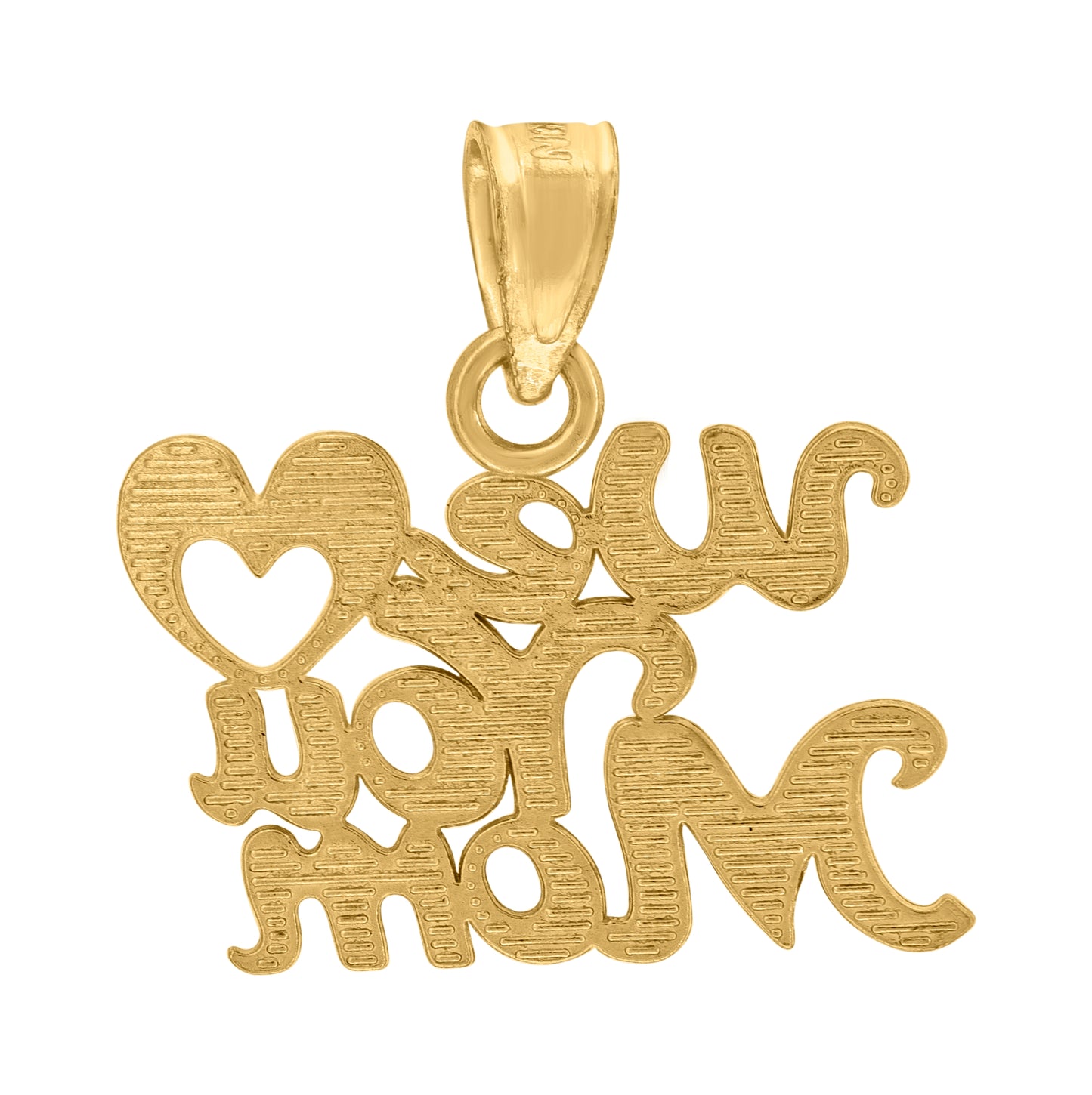 10K Gold Two-Tone Womens We Love You Mom Heart Charm Pendant