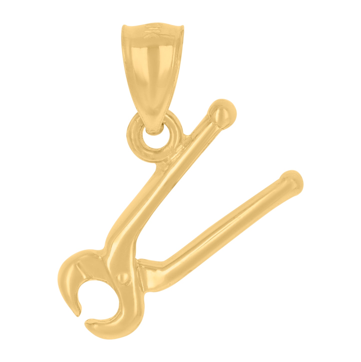 10K Yellow Gold Mens Articulated Pliers Tool Charm Pendant