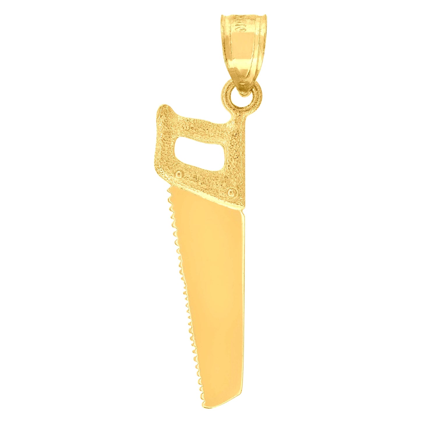 10K Yellow Gold Mens Saw Tools Charm Pendant