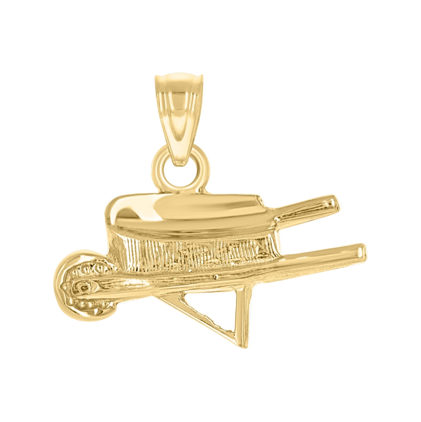 10K Yellow Gold Mens Wheel Barrow Occupation Charm Pendant