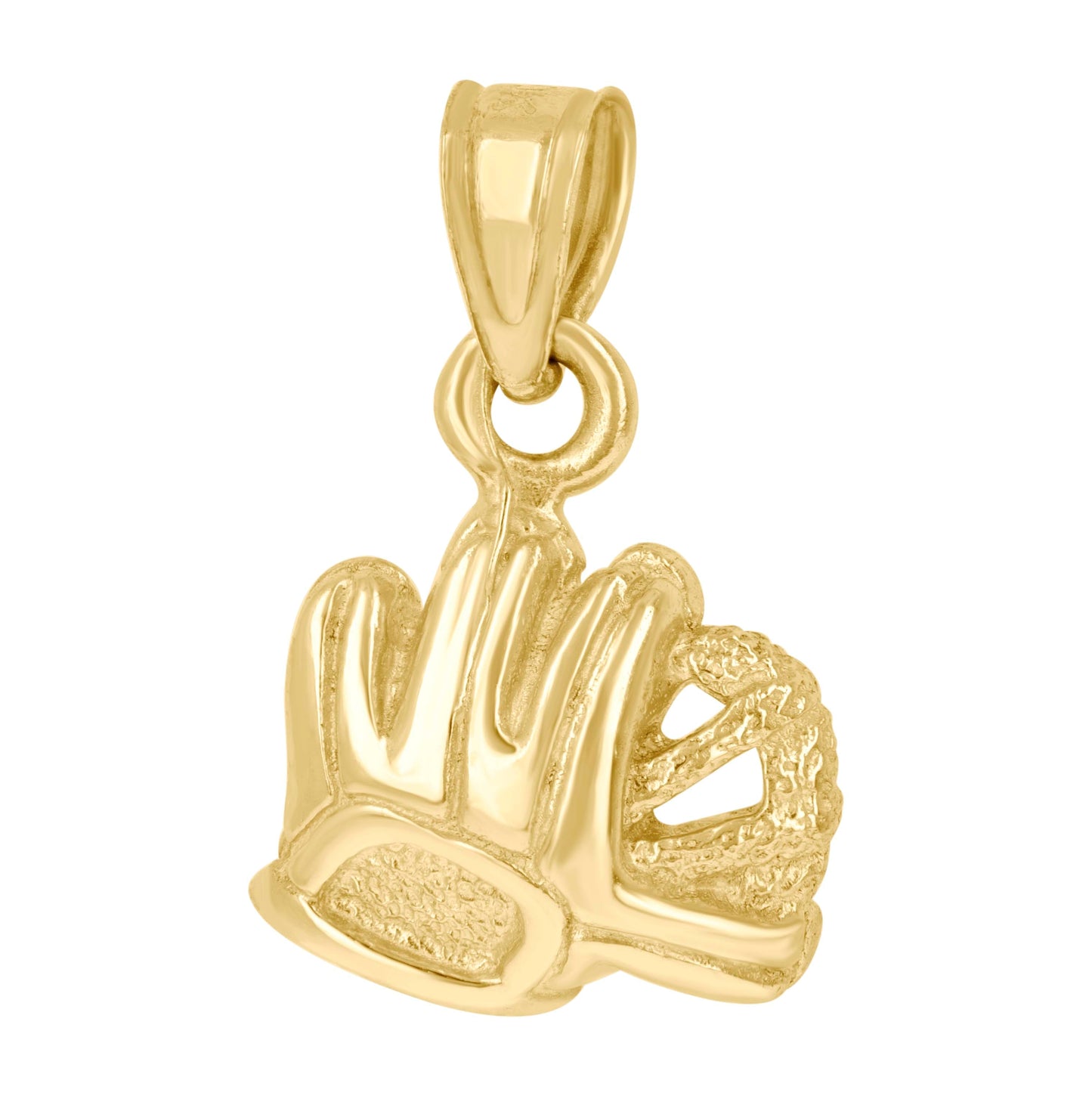 10K Yellow Gold Unisex Baseball Glove Ball Sports Charm Pendant
