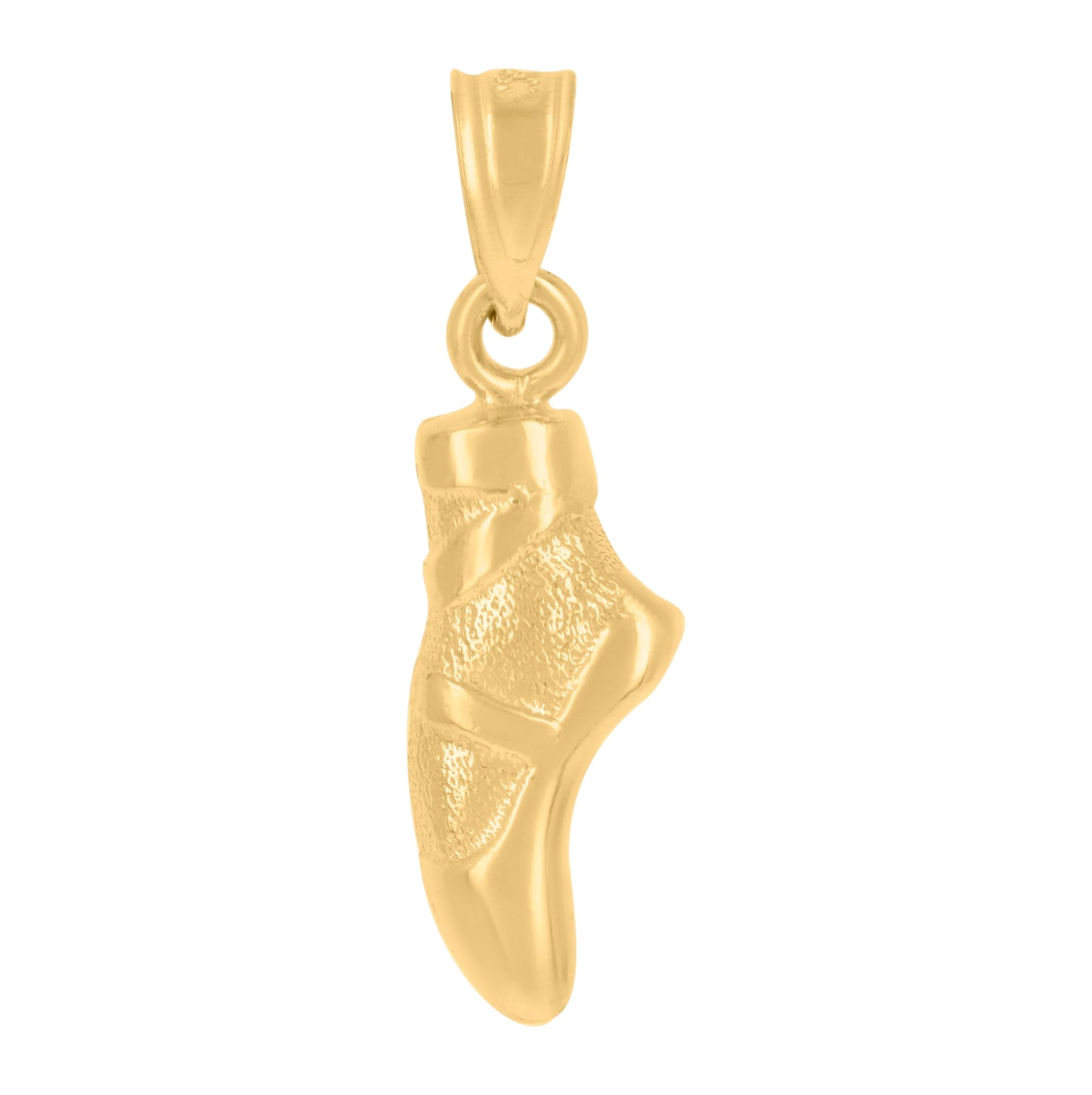 10K Yellow Gold Textured Womens Ballet Shoes Sports Charm Pendant