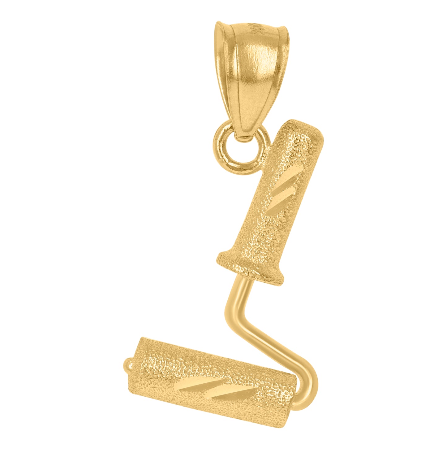 10K Yellow Gold Womens Paint Roller Charm Pendant