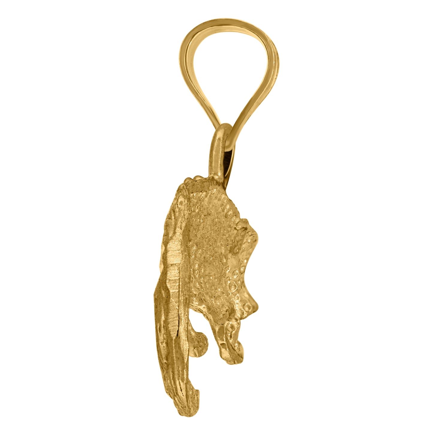 10K Yellow Gold Mens Diamond-Cut Textured Crocodile Animal Charm Pendant