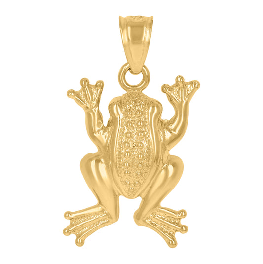 10K Yellow Gold Womens Simple Frog Animal Charm Pendant