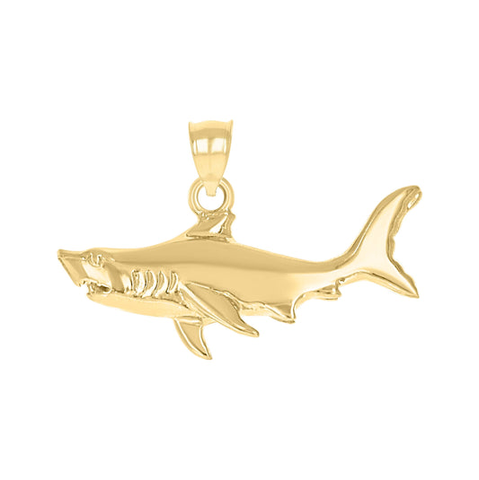 10K Yellow Gold Mens Sea Fish Animal Charm Pendant