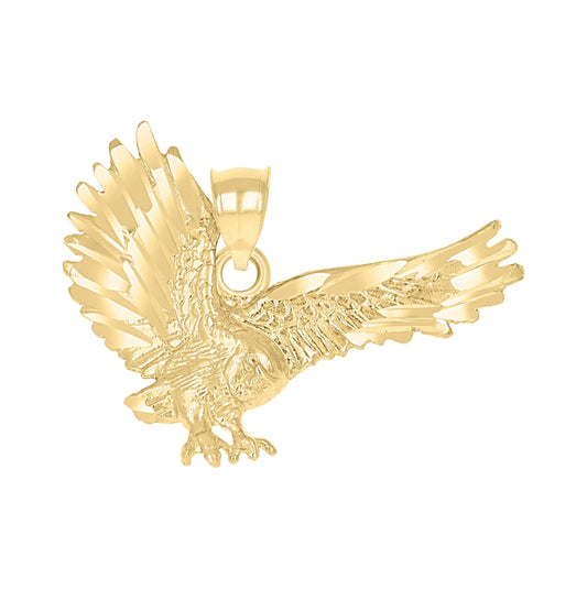 10K Yellow Gold Diamond-Cut Unisex Eagle Animal Charm Pendant
