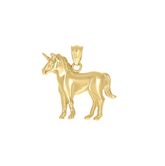 10K Yellow Gold Unisex Unicorn Animal Charm Pendant