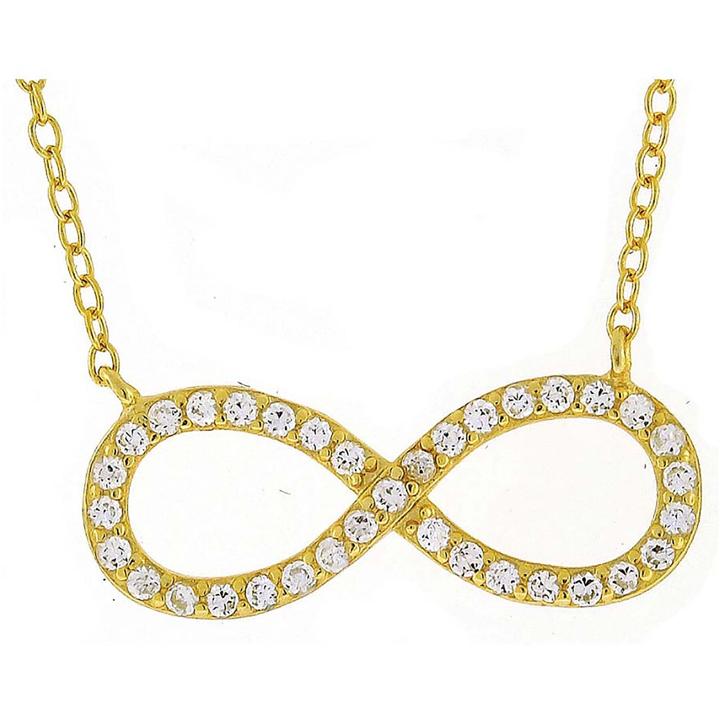 Sterling Silver Yellow-Tone Women Cubic Zirconia Rolo Link Infinity Necklace