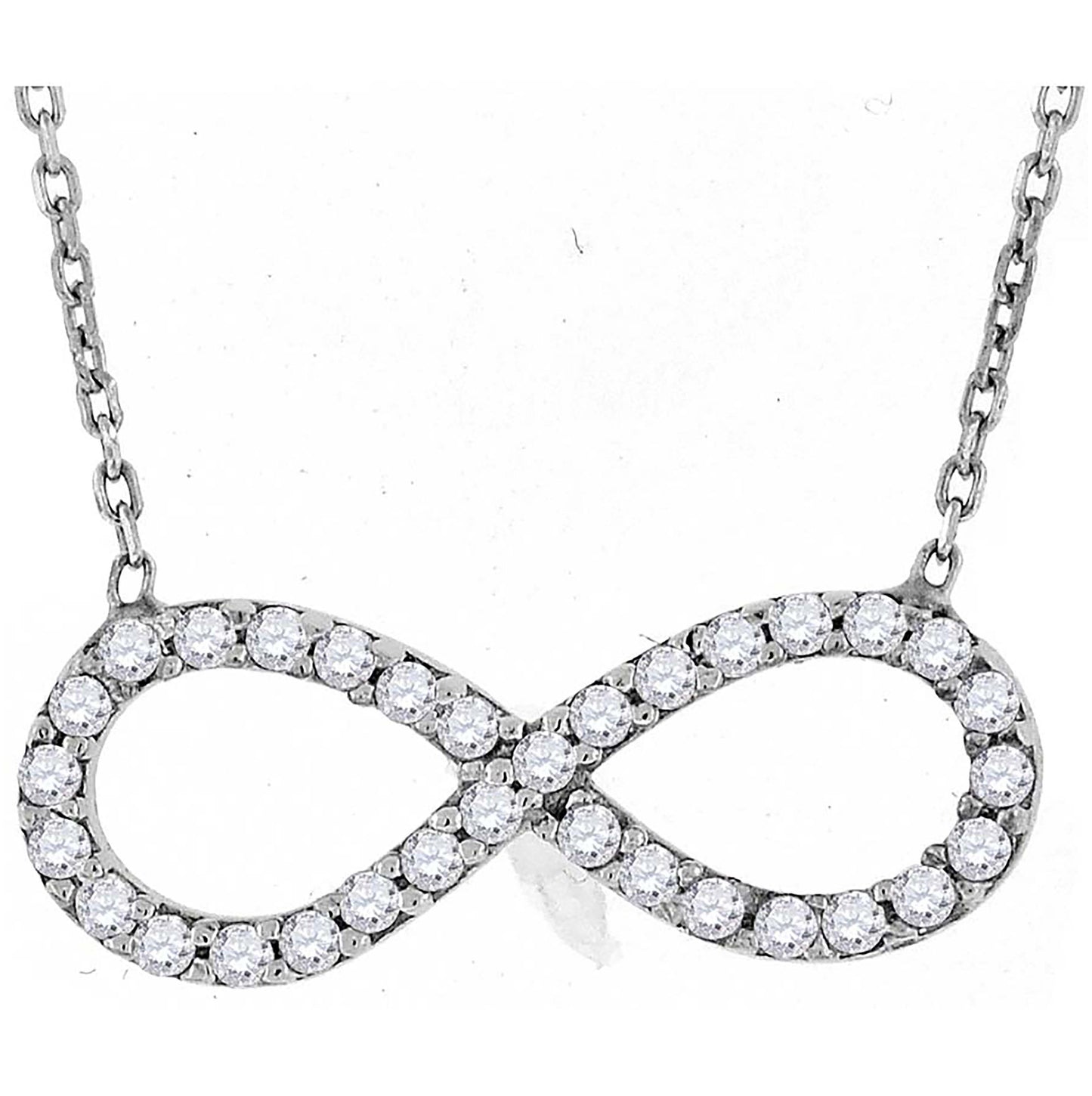 Sterling Silver Women Cubic Zirconia Rolo Link Infinity Necklace