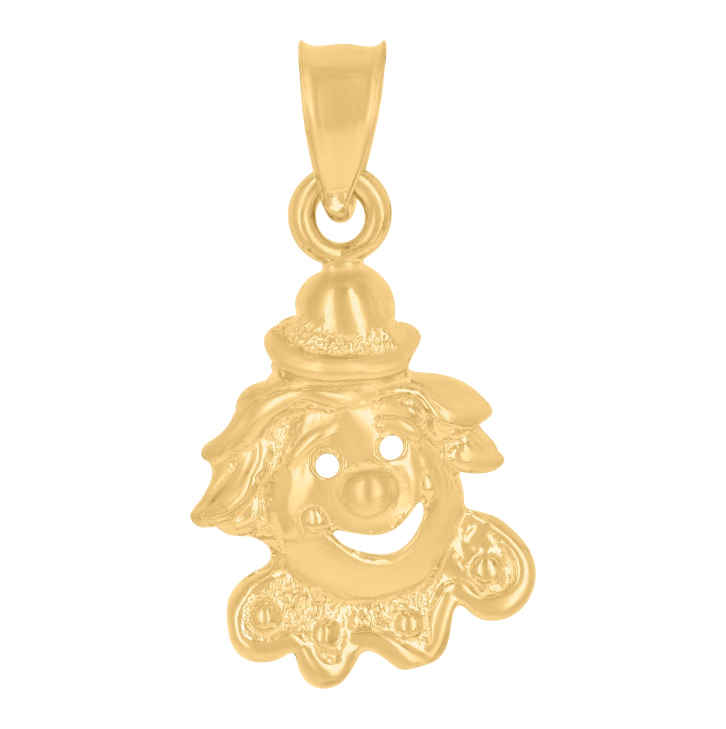 10K Yellow Gold Textured Unisex Clown Charm Pendant